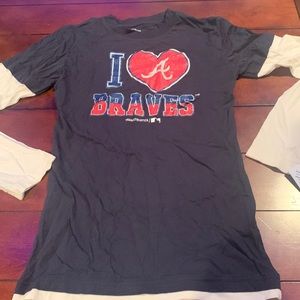 NWT I ❤️ Atlanta Braves Long Sleeve Tee Girls Size XL 14/16